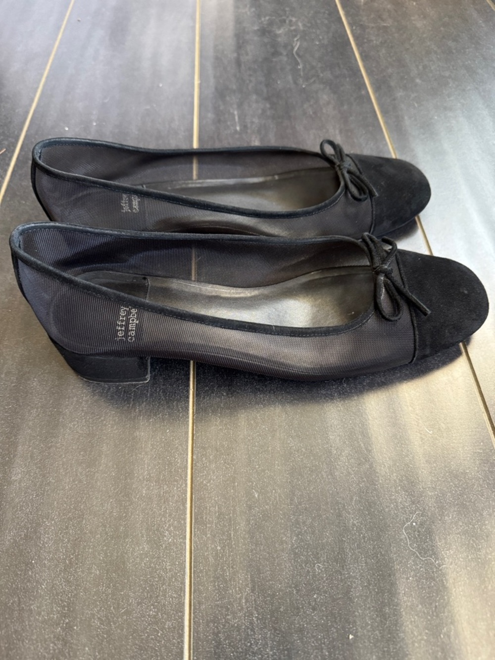 Jeffrey Campbell Mesh Black Suede-Trim Ballet with Bow size 8 - Picture 2 of 9